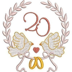 Embroidery Design Wedding Doveys Frame 20 Years