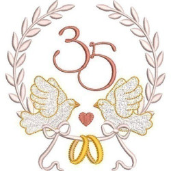 Embroidery Design Wedding Doveys Frame 35 Years