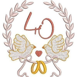 Embroidery Design Wedding Doveys Frame 40 Years