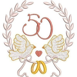 Embroidery Design Wedding Doveys Frame 50 Years