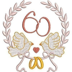 Embroidery Design Wedding Doveys Frame 60 Years