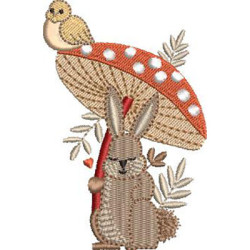 Embroidery Design Rabbit With Mushroom