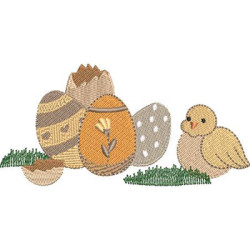 Diseño Para Bordado Huevos De Pascua Con Pájaro