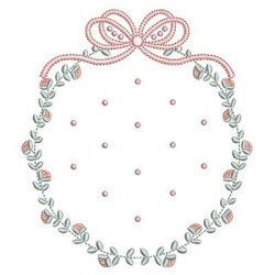 Matriz De Bordado Moldura Floral Com Laço E Bolinhas 1