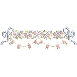 Matriz De Bordado Barrado Floral Com Laço 16 Cm