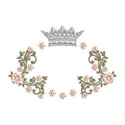 Embroidery Design Floral Frame With Crown 9