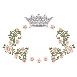Embroidery Design Floral Frame With Crown 10