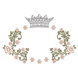 Diseño Para Bordado Marco Floral Con Corona 10