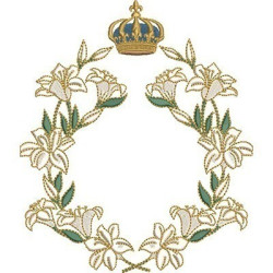 Diseño Para Bordado Marco Lirio Con Corona