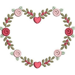 Embroidery Design Heart Frame With Roses