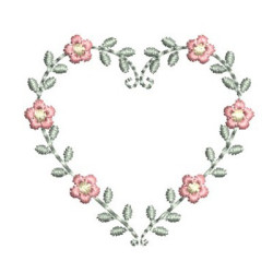 Embroidery Design Heart Frame Of Leaves And Flowers