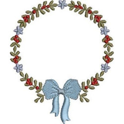 Embroidery Design Christmas Wreath With Bow 2