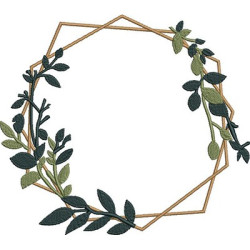 Embroidery Design Nordic Frame With Leaves 3