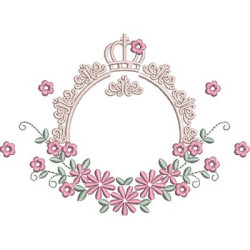 Embroidery Design Floral Frame With Crown 12