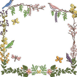 Embroidery Design Frame Birds And Butterflies