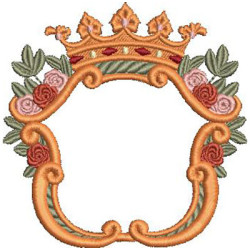 Embroidery Design Shield With Roses And Crown