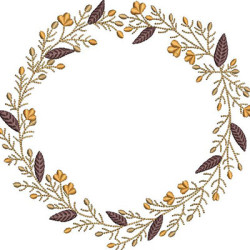 Embroidery Design Leaves And Fruits Wreath