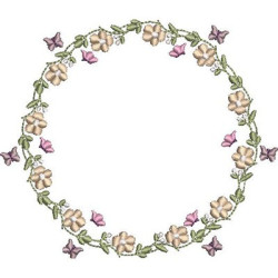 Diseño Para Bordado Coronilla De Flores Con Mariposas