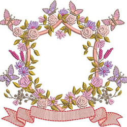 Embroidery Design Frame Of Roses With Butterflies 2