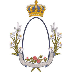 Embroidery Design Frame With Lilies And Crown 1