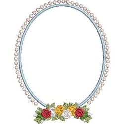 Embroidery Design Polka Frame With Flowers