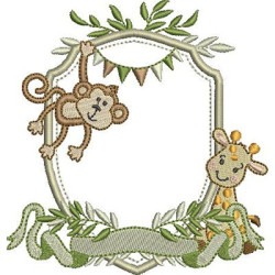 Embroidery Design Safari Monkey And Giraffe Frame