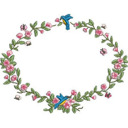 Embroidery Design Flower Frame Birds And Butterflies