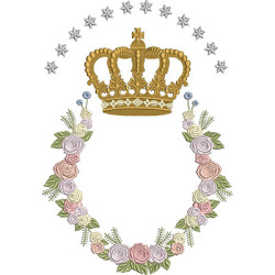 Diseño Para Bordado Marco Grande De Rosas Con Corona