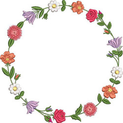 Embroidery Design Country Flower Garland 2