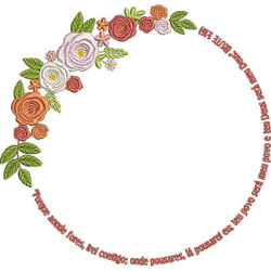 Embroidery Design Field Flower Garland With Verse