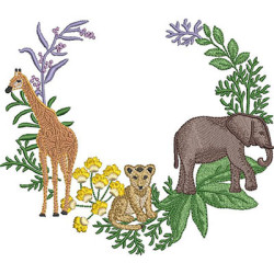 Embroidery Design Safari Frame With Elephant