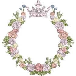 Diseño Para Bordado Marco De Rosa Con Corona 8