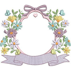 Diseño Para Bordado Marco Floral Con Sello De Nombre..
