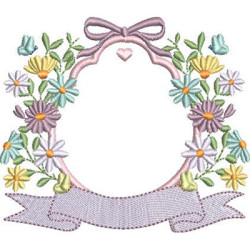 Diseño Para Bordado Marco Floral Con Sello De Nombre