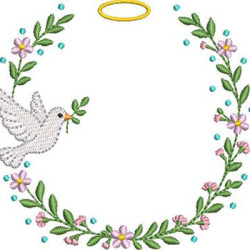 Matriz De Bordado Moldura Batizado Com Pomba Da Paz