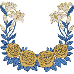 Diseño Para Bordado Marco Lirios Y Rosas 19 Cm