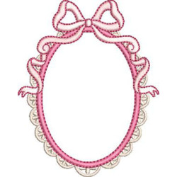 Embroidery Design Ruffled Frame With Bow – 10 Cm