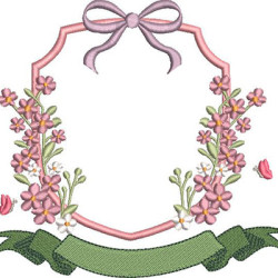 Diseño Para Bordado Floral Frame With Bow 15 Cm