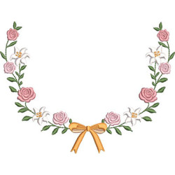 Diseño Para Bordado Marco De Lirios Y Rosas De 17 Cm