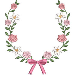 Diseño Para Bordado Marco De Lirios Y Rosas De 14 Cm