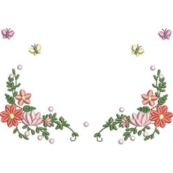 Diseño Para Bordado Diseño Floral Con Mariposas Para Personalizar