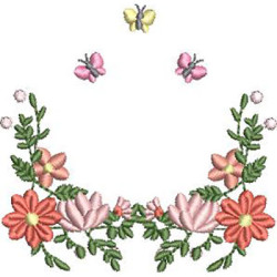 Diseño Para Bordado Floral Pequeño Con Mariposas Personalizable
