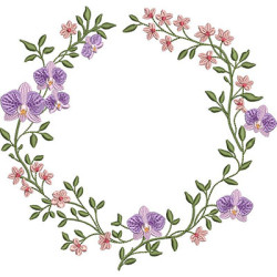 Diseño Para Bordado Corona De Orquídeas De 20 Cm