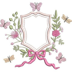 Diseño Para Bordado Marco Con Flores Y Mariposas De 13 Cm