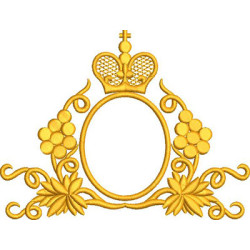Matriz De Bordado Moldura Com Coroa E Uvas Douradas