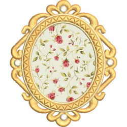 Embroidery Design Gold Frame With Applied Fabric