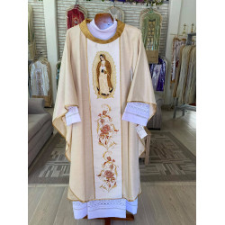 Desarrollo De Bordado Floral Con Imagen De Virgen Con 1 Metro