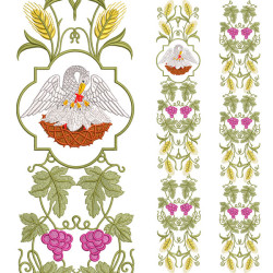 Diseño Para Bordado Conjunto Para Galón Pelicano Con Uvas