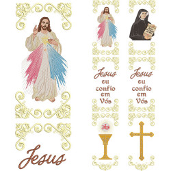 Diseño Para Bordado Conjunto Doble Para Galon Jesús Misericordioso