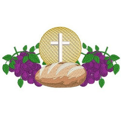 Embroidery Design Eucharist Bread Host And Grape